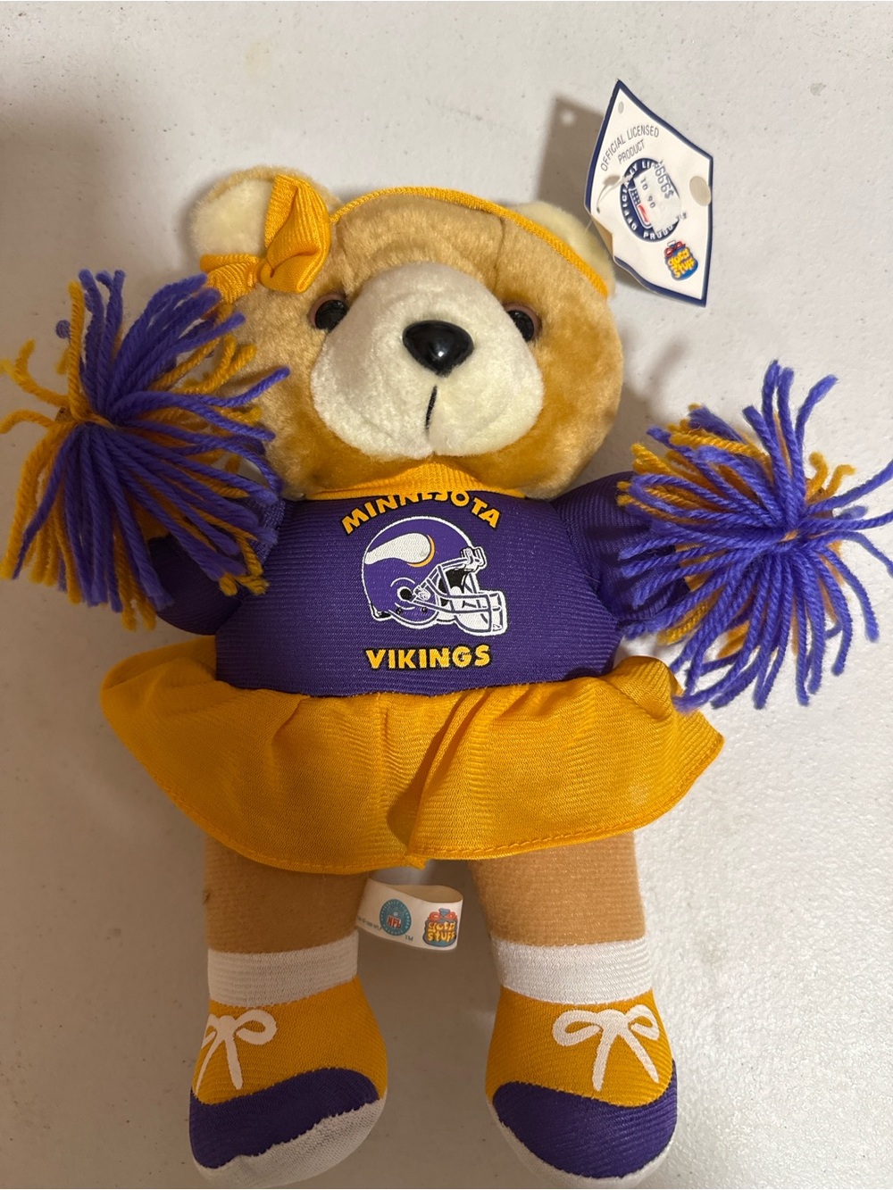 NFL Minnesota Vikings Purple and Gold Cheerleader Bear Plush